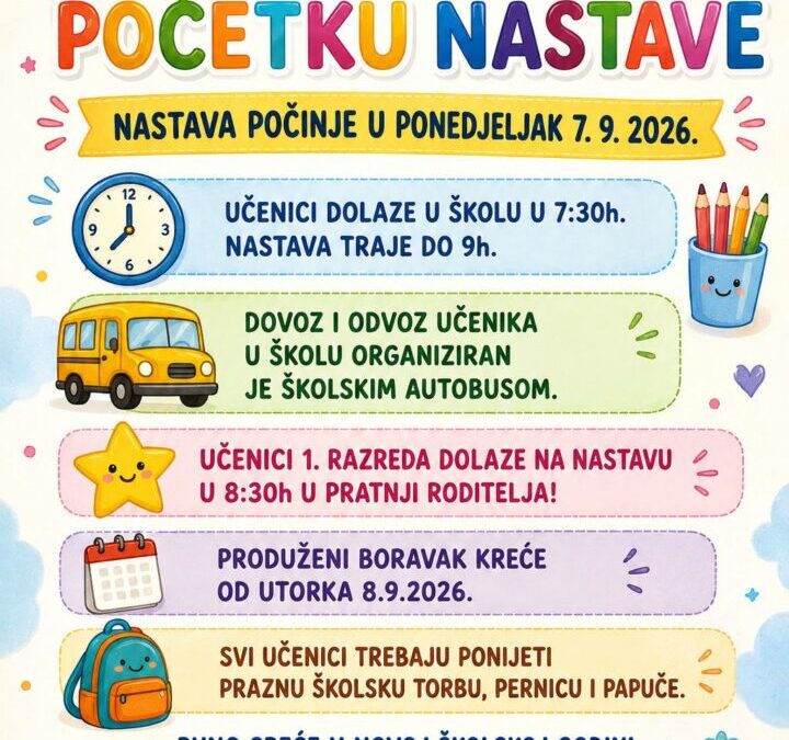 OBAVIJEST ZA UČENIKE PŠ KUPINEČKI KRALJEVEC